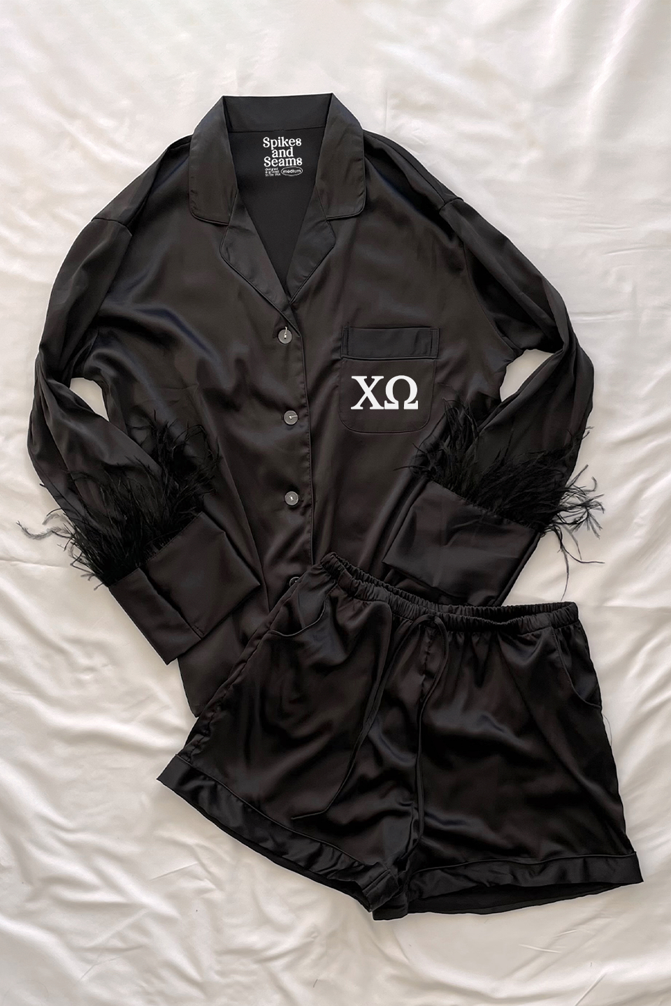 Black Feather Shorts Pajamas - Chi Omega
