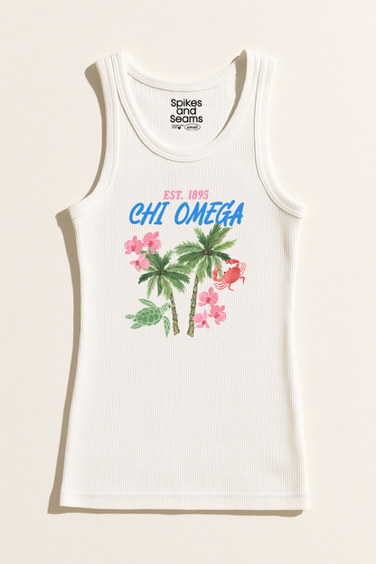 Paradise Palms Ribbed Tank - Chi Omega
