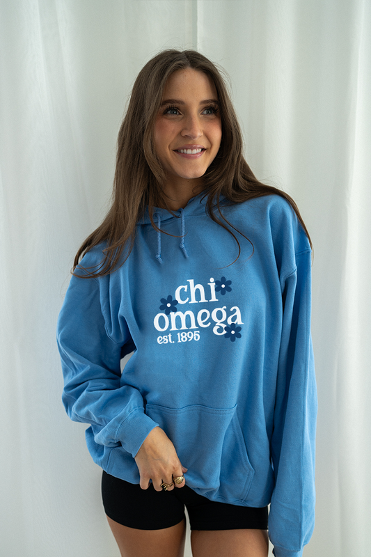 Blue Daisy Hoodie - Chi Omega