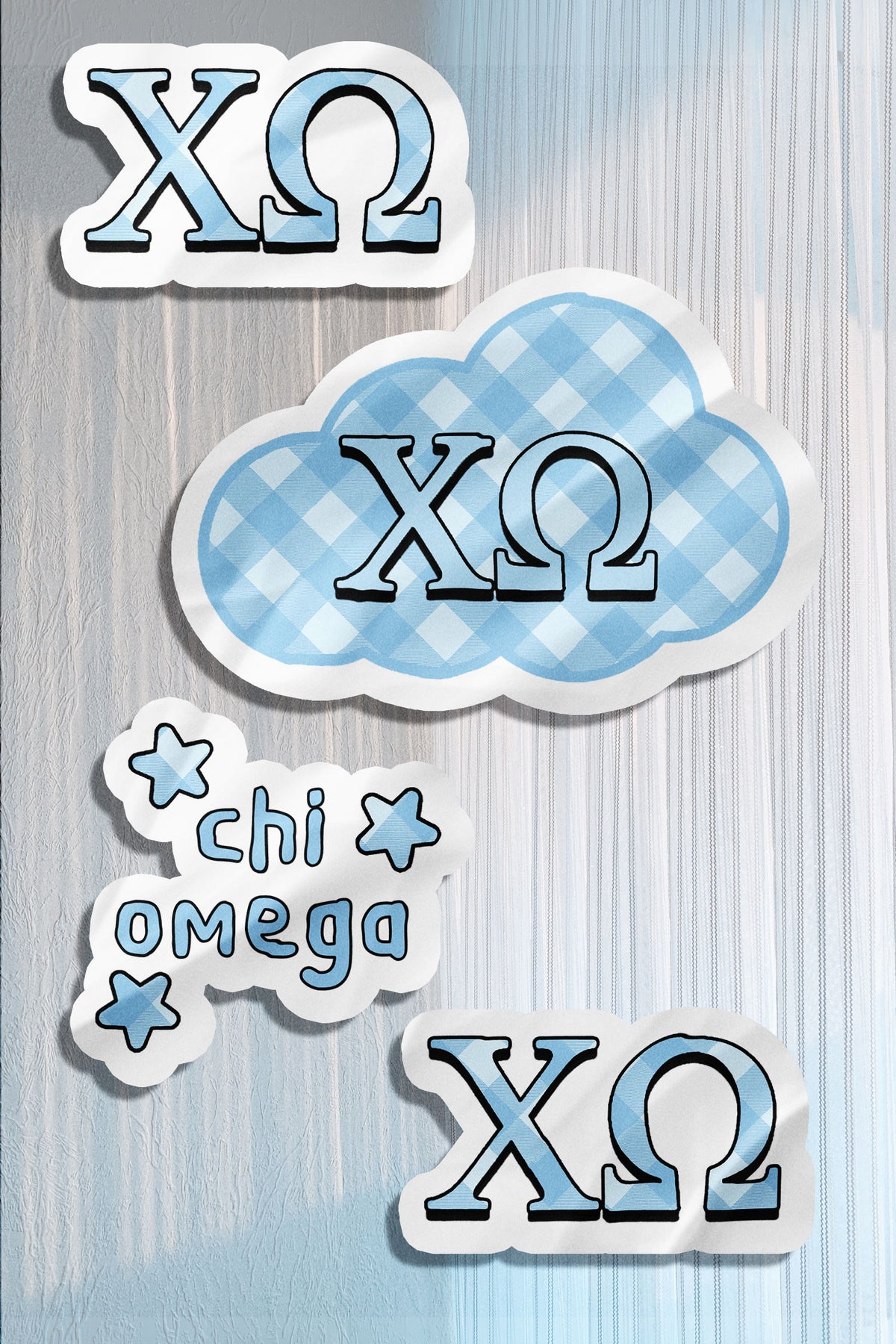 Blue Theme Waterproof Sorority Stickers - Chi Omega