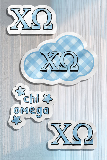 Blue Theme Waterproof Sorority Stickers