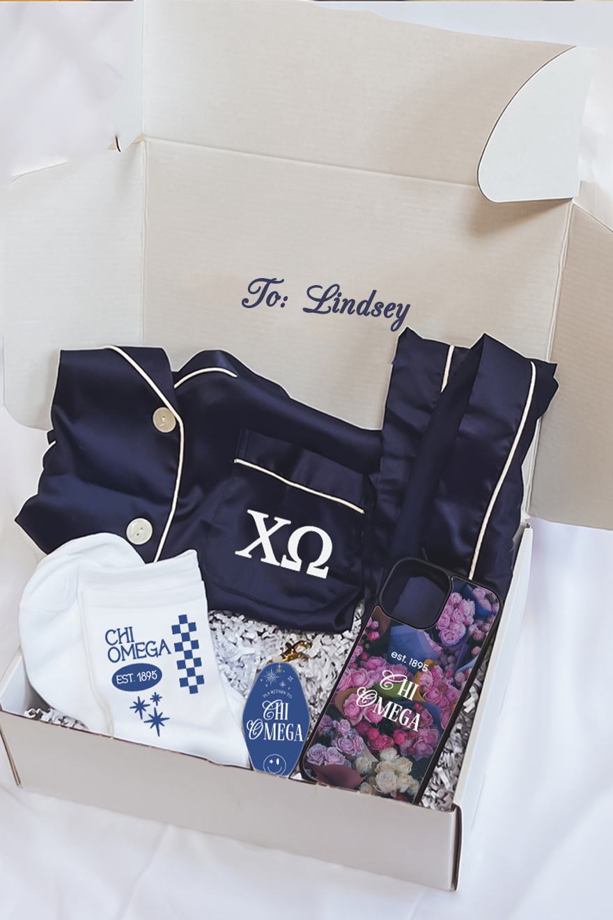 Navy Pajamas Gift Box - Chi Omega