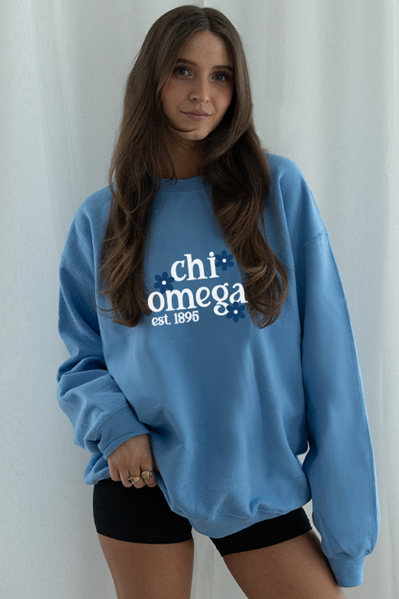Blue Daisy Crewneck - Chi Omega