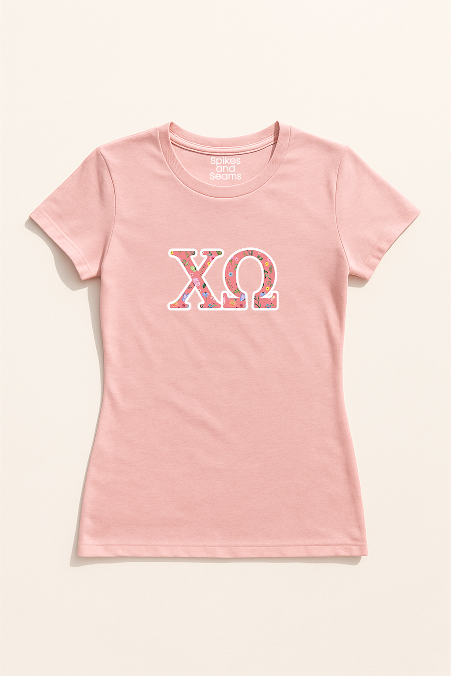 Floral Greek Letter Tee - Pink