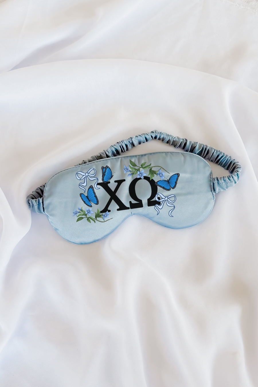 Light Blue Butterflies Sleep Mask - Chi Omega