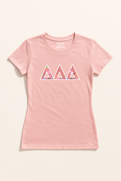 Floral Greek Letter Tee - Pink