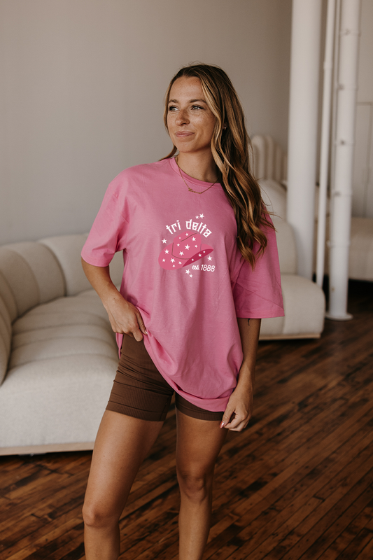 Pink Cowgirl tee - Tri Delta