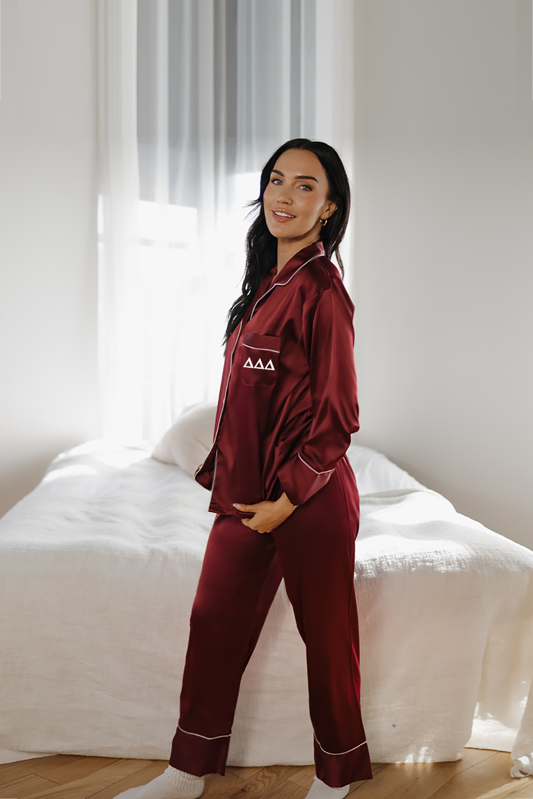 Wine Pants Set with Greek Letter Pocket - Delta Delta Delta