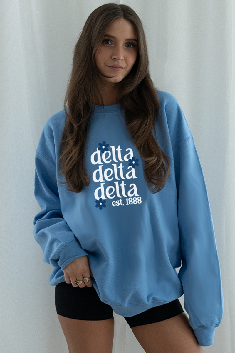 Blue Daisy Crewneck - Delta Delta Delta