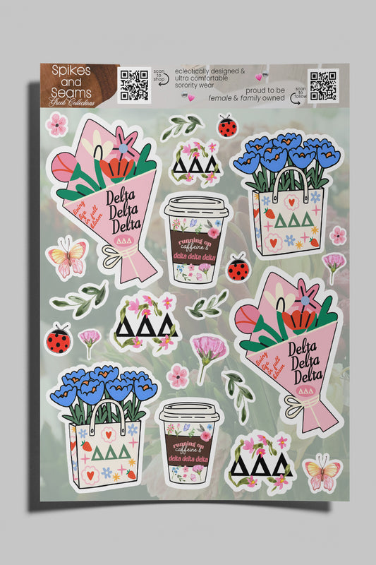 Flower Market Sorority Sticker Sheet #21 - Delta Delta Delta