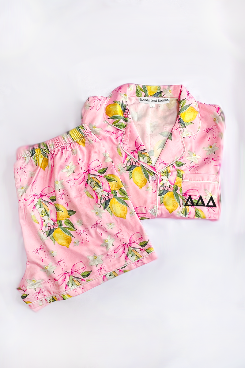 Citrine Coquette Greek Letter pajamas - Delta Delta Delta
