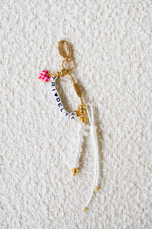 Gold Sorority Keychain Bag Charm - Tri Delta - Spikes and Seams Greek