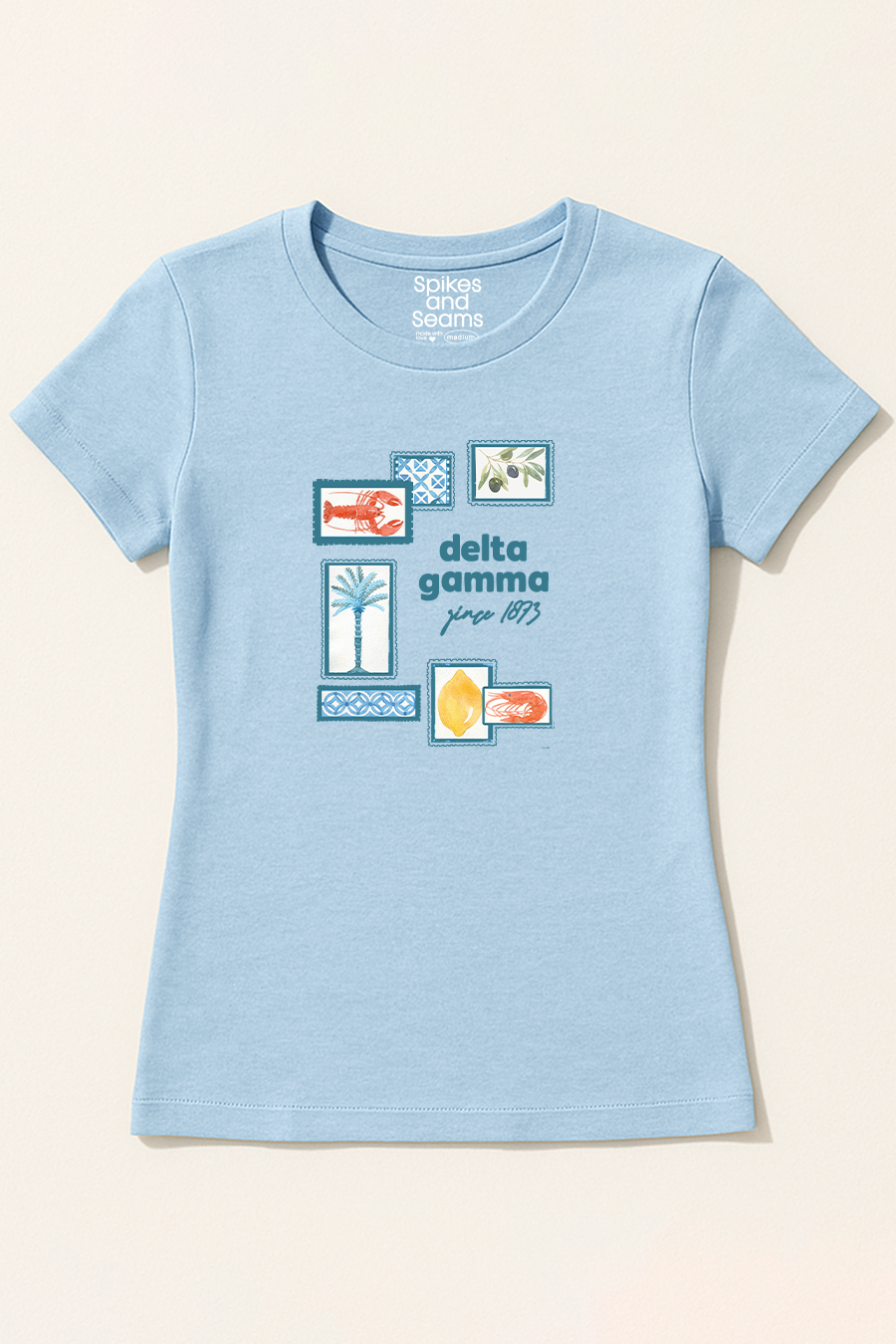 Light Blue Mediterranean Tee - Delta Gamma - Spikes and Seams Greek