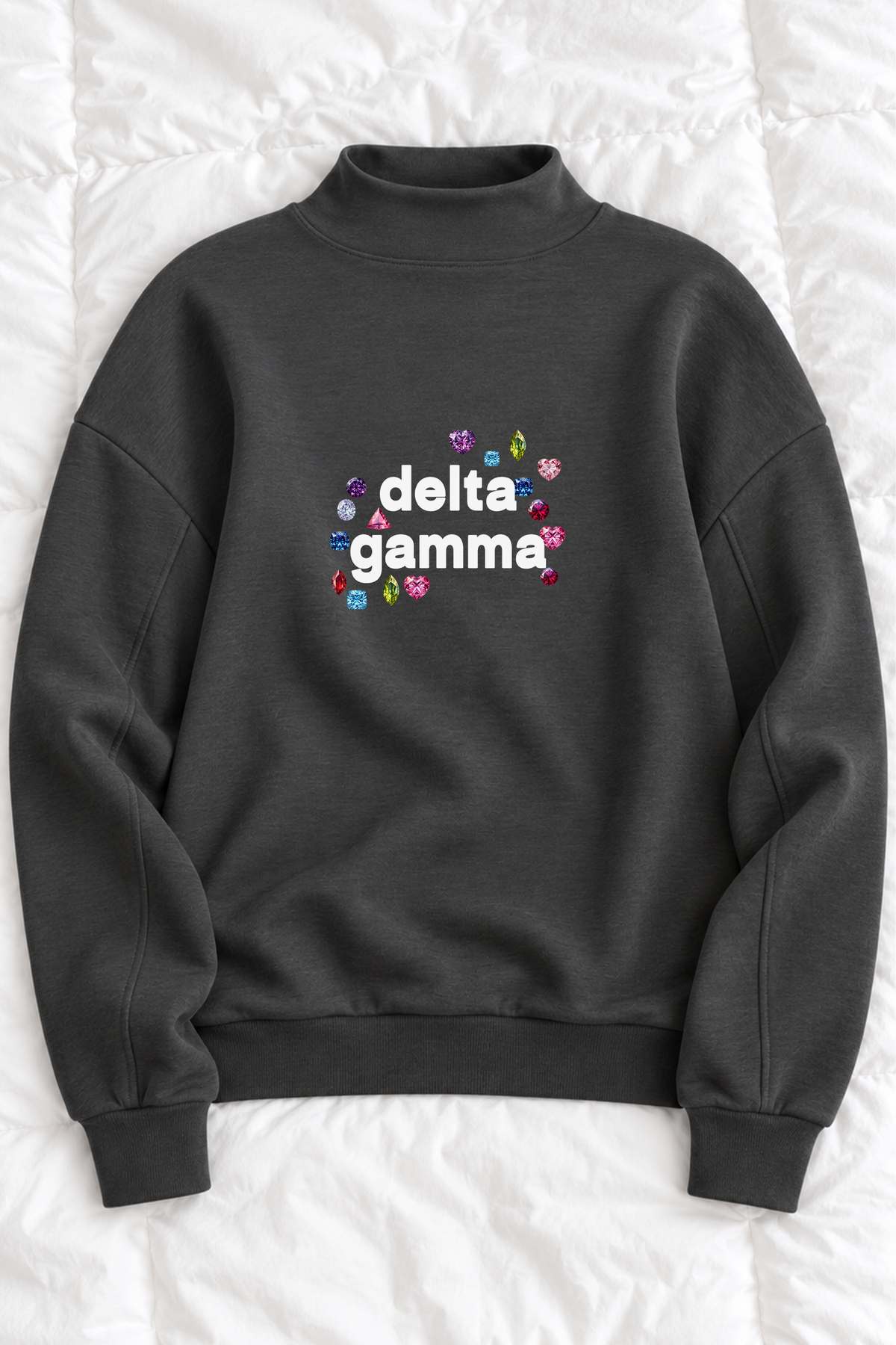 Gems Charcoal Sorority Mockneck - Delta Gamma