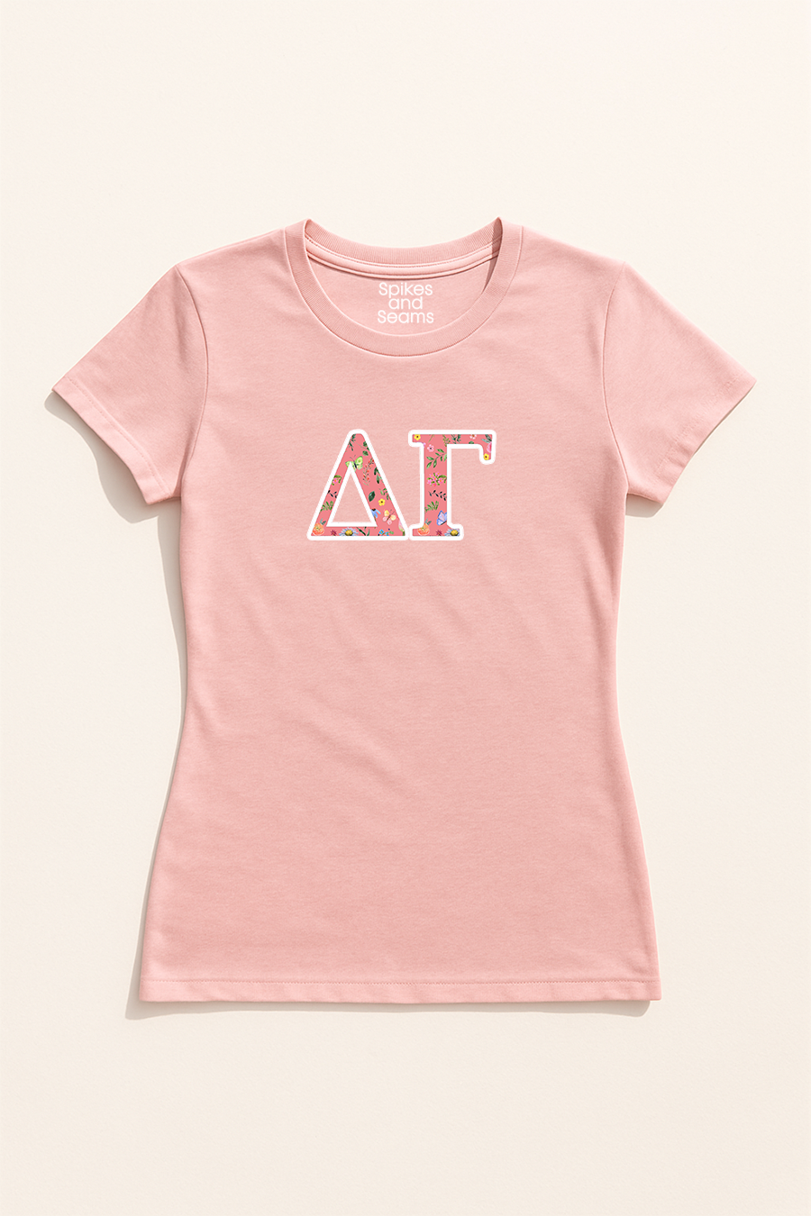 Floral Greek Letter Tee - Pink