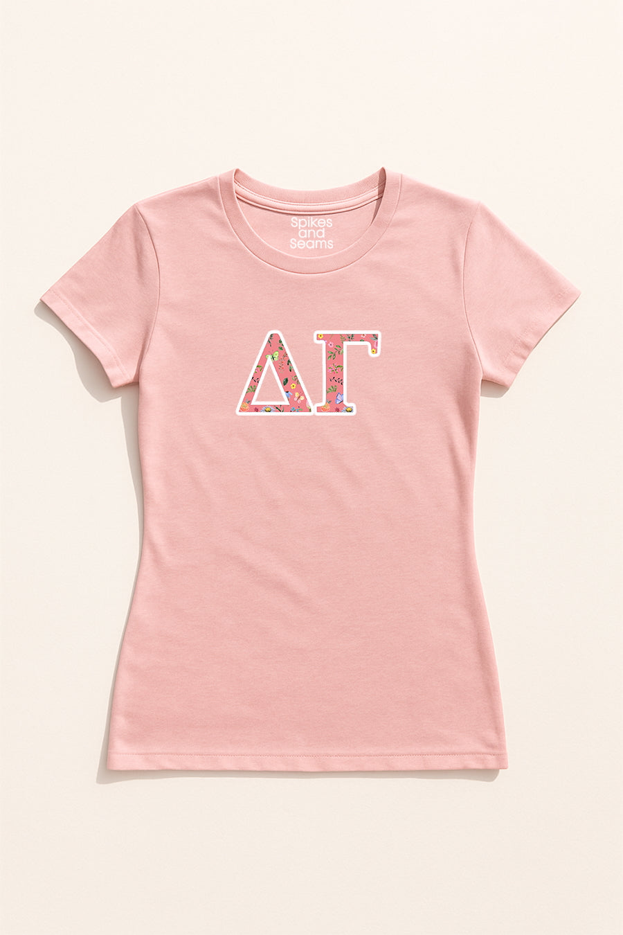 Pink Floral Greek Letter Tee - Delta Gamma