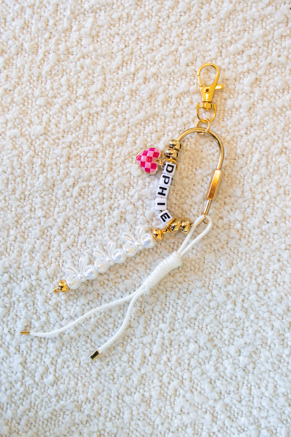 Gold Sorority Keychain Bag Charm - Delta Phi Epsilon