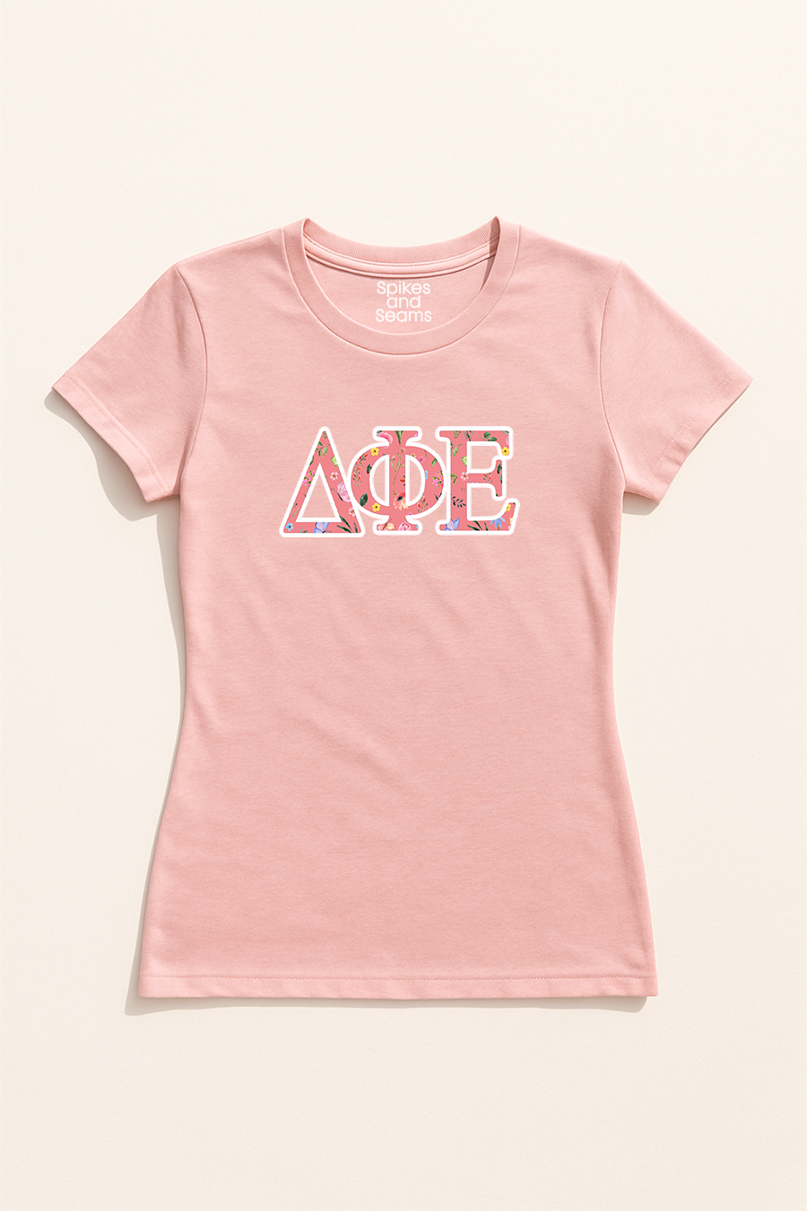 Floral Greek Letter Tee - Pink