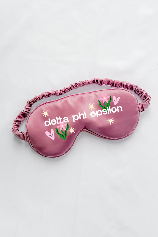 Light Purple Hearts & Flowers Sorority Sleep Mask - Delta Phi Epsilon - Spikes and Seams Greek