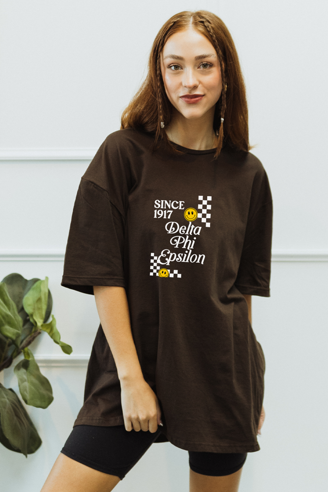 Dark Chocolate Checkered tee - Delta Phi Epsilon