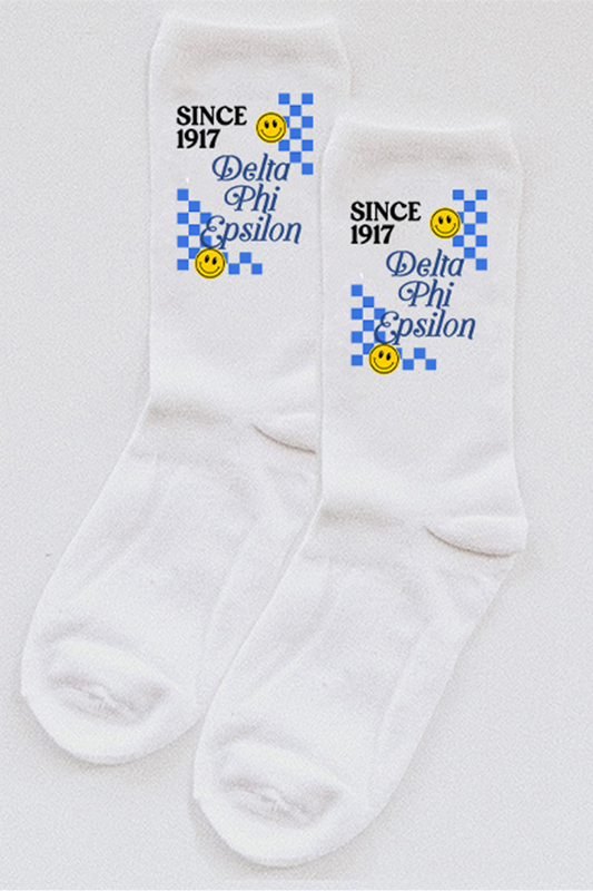 Blue Checkered socks - Delta Phi Epsilon