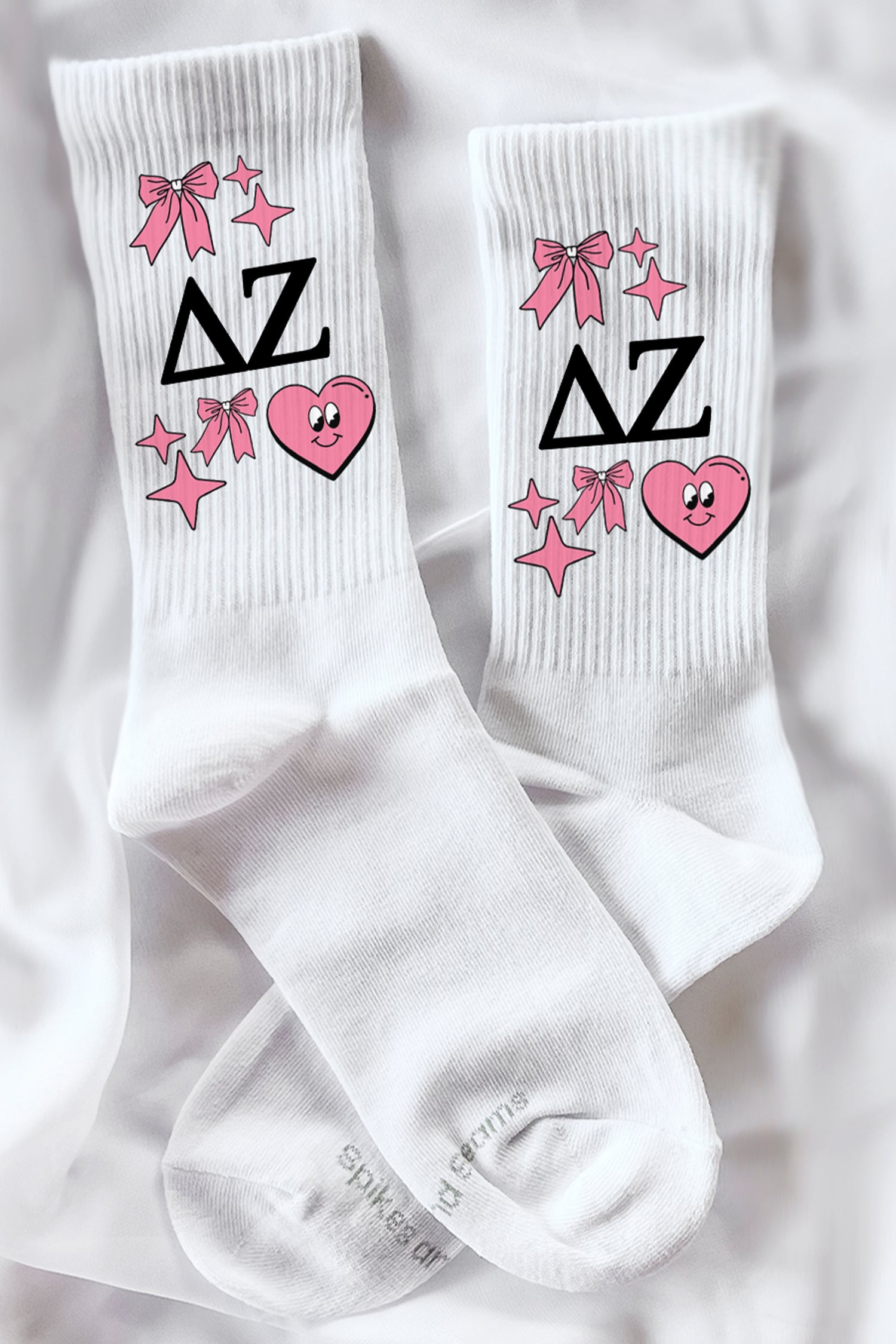 Cartoon Heart Greek Letter Socks - Delta Zeta