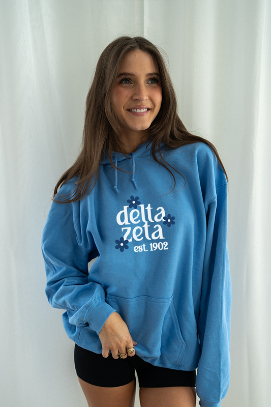 Blue Daisy Hoodie - Delta Zeta