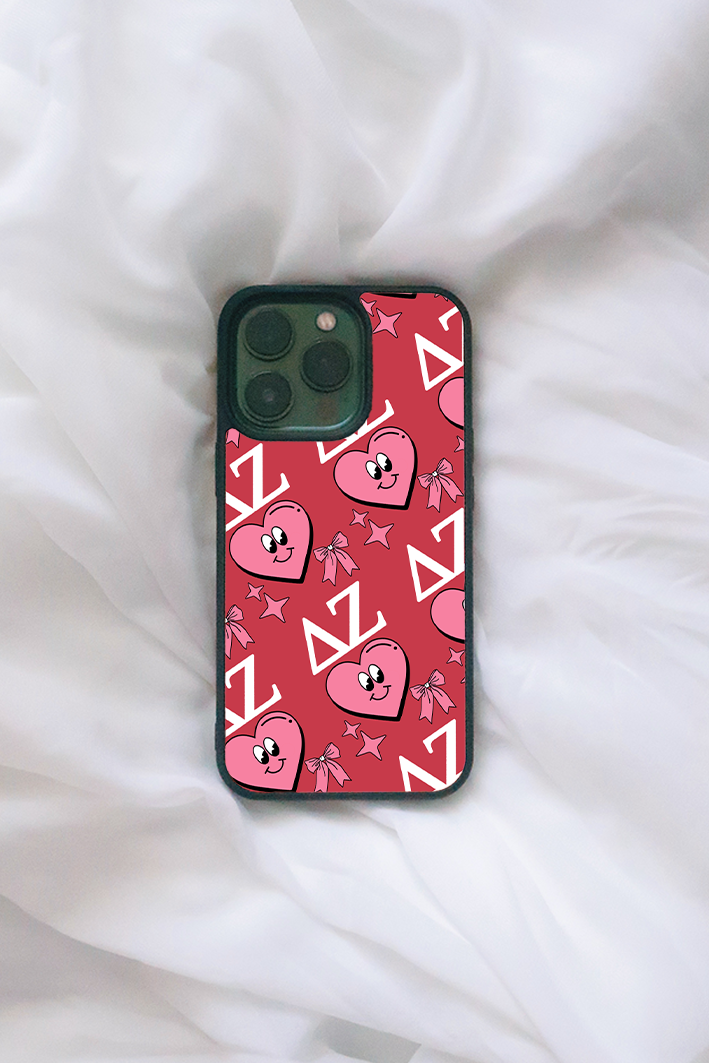 Cartoon Hearts Greek Letters iPhone Case - Delta Zeta