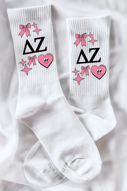 Cartoon Heart Greek Letter Socks