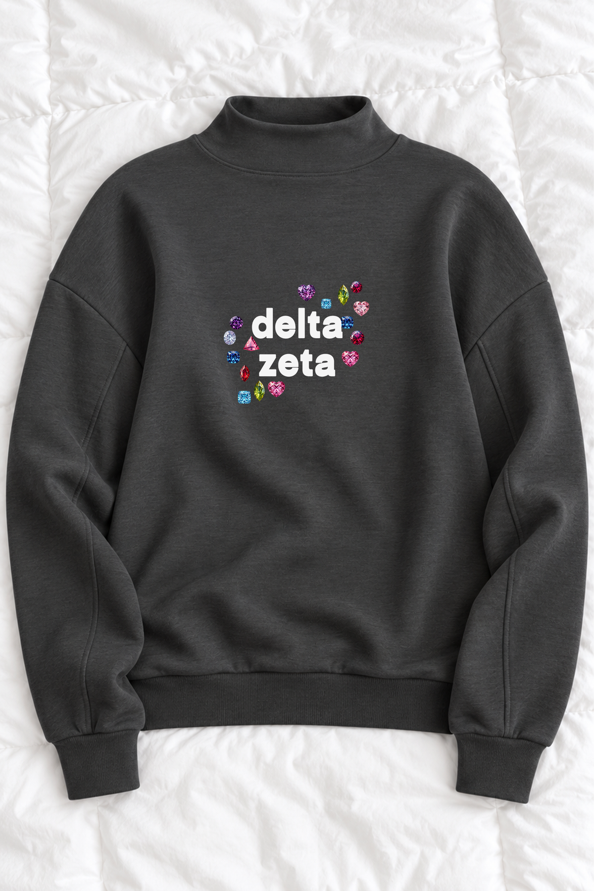Gems Charcoal Sorority Mockneck - Delta Zeta
