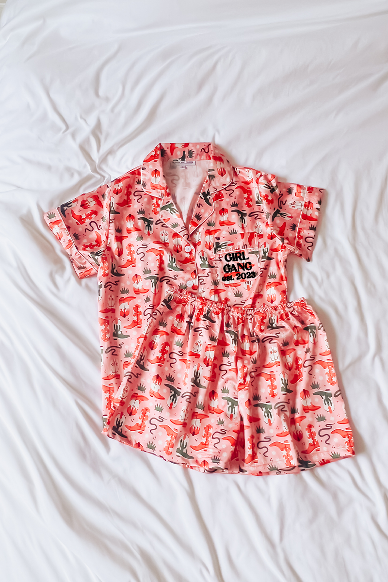 Custom Text Sorority Family Cowboy Pajamas