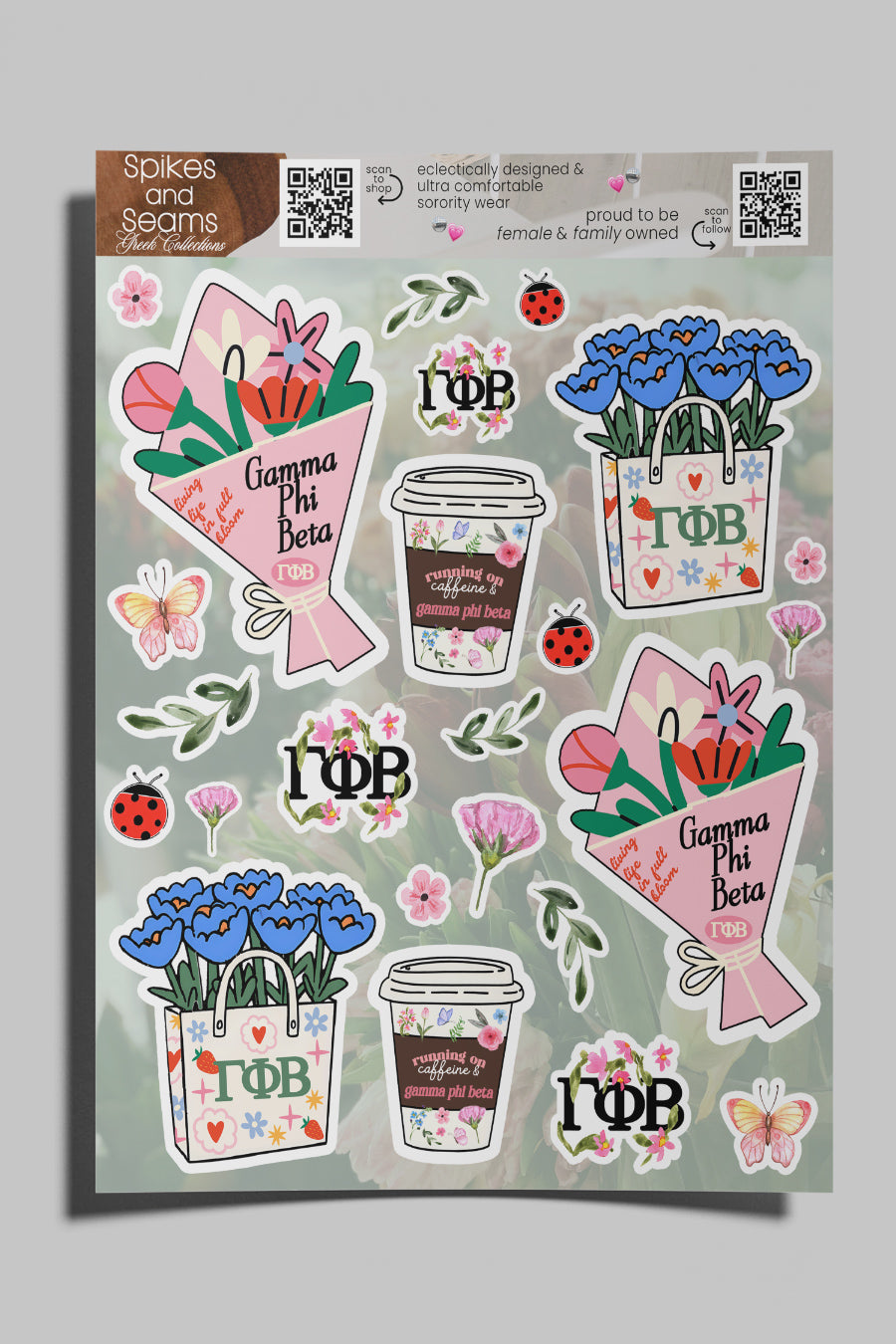 Flower Market Sorority Sticker Sheet #21 - Gamma Phi Beta