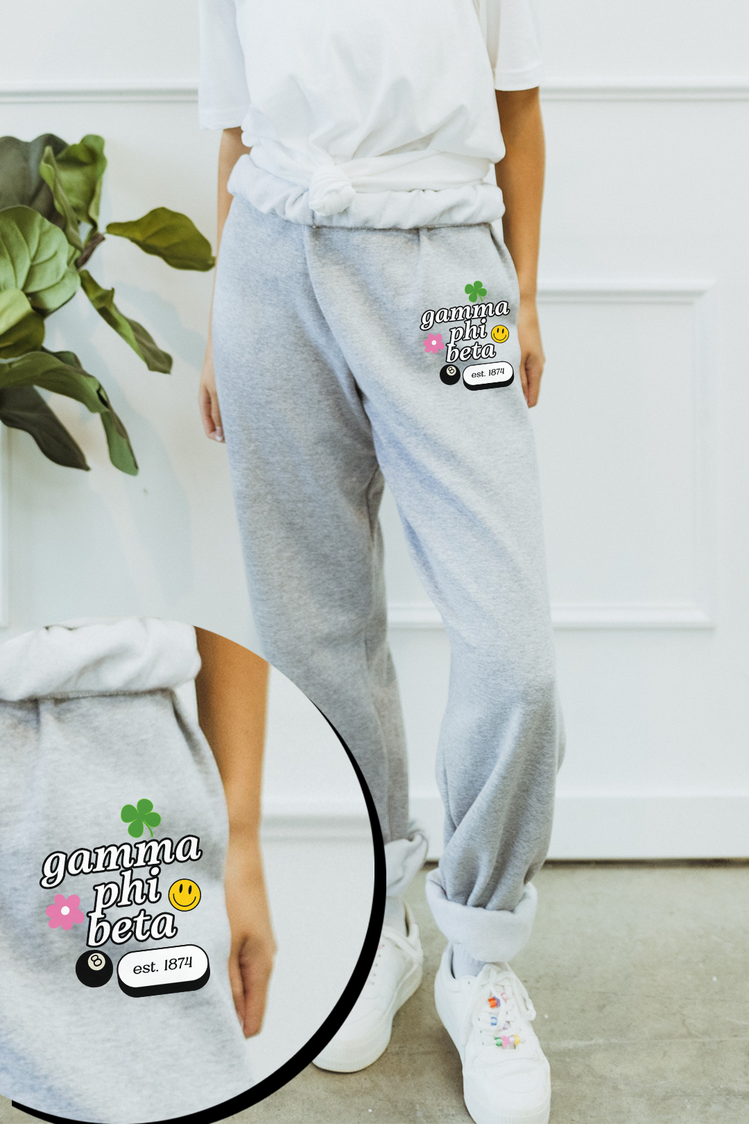 Grey Patches sweatpants - Gamma Phi Beta