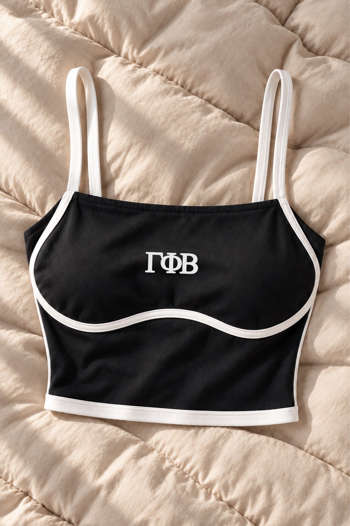 Greek Letter Contrast Trim Activewear Tank