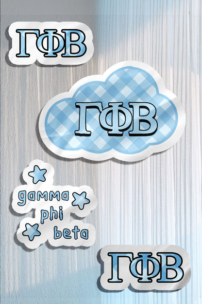 Blue Theme Waterproof Sorority Stickers