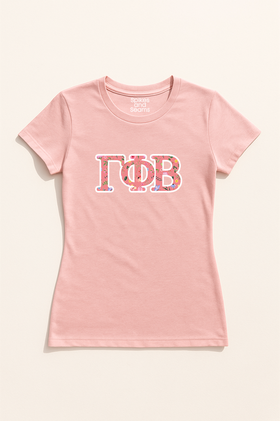 Floral Greek Letter Tee - Pink