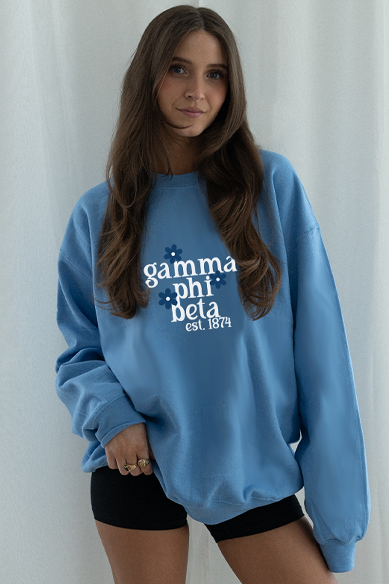 Blue Daisy Crewneck - Gamma Phi Beta