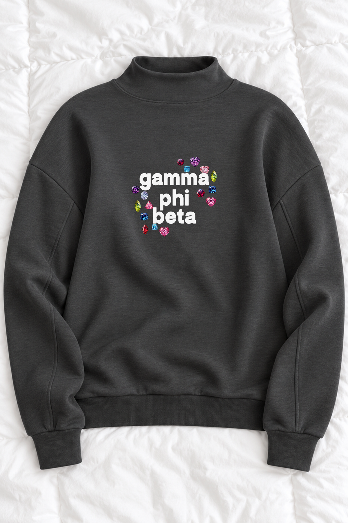 Gems Charcoal Sorority Mockneck - Gamma Phi Beta