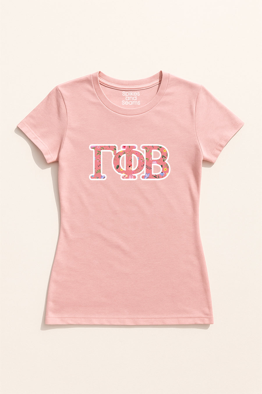 Pink Floral Greek Letter Tee - Gamma Phi Beta