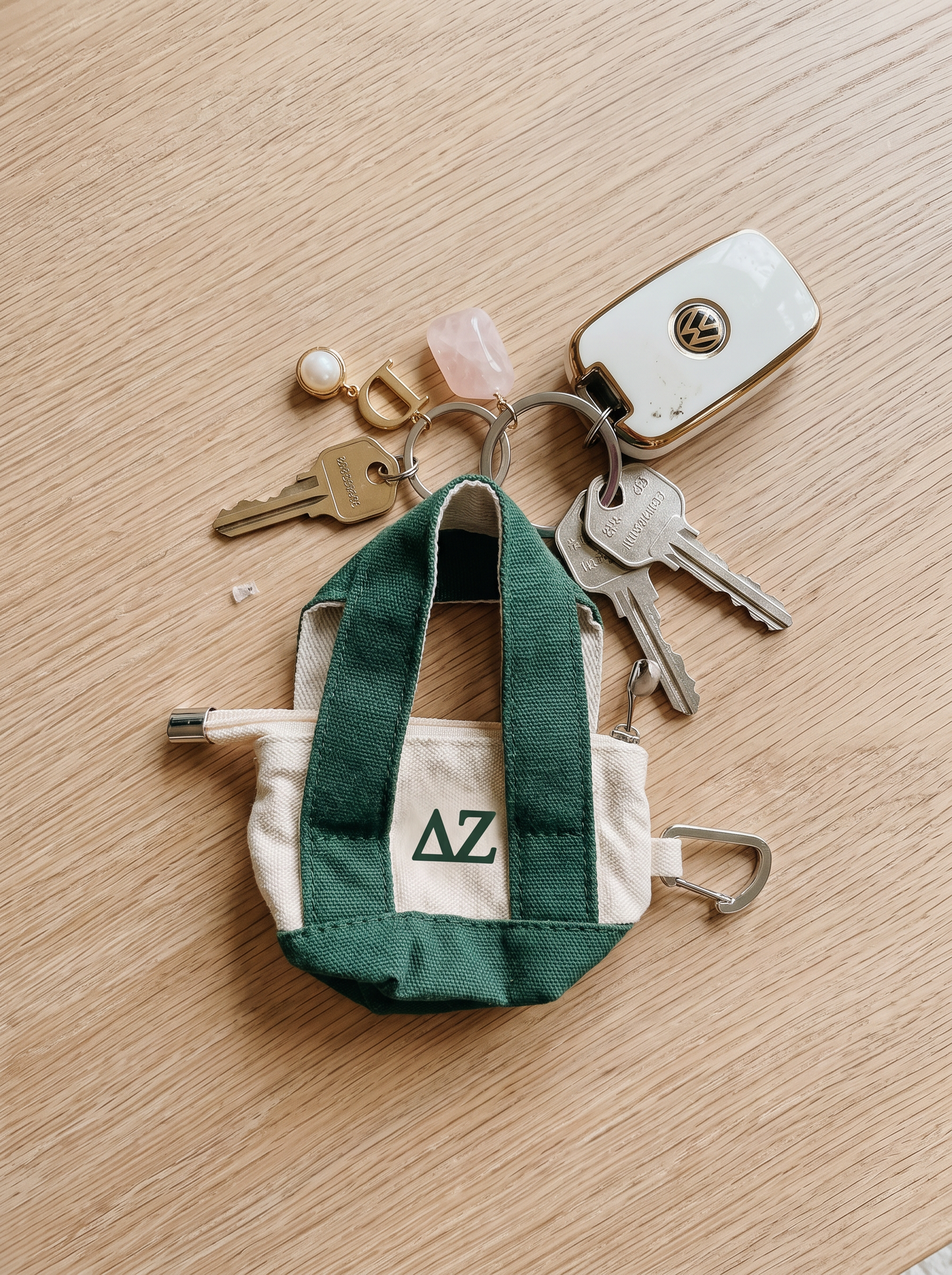 Green Mini Tote Bag Sorority Keychain - Green - Spikes and Seams Greek