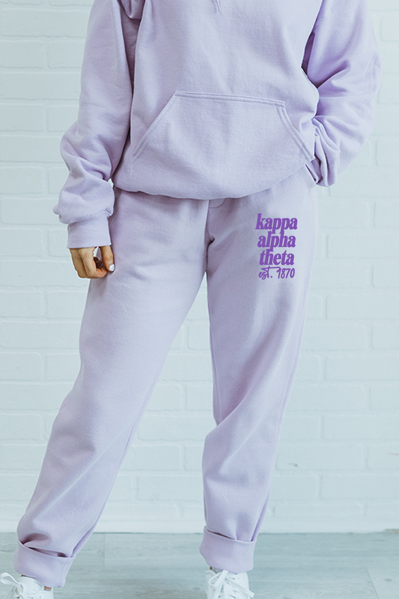 Purple with Purple Text sweatpants - Kappa Alpha Theta