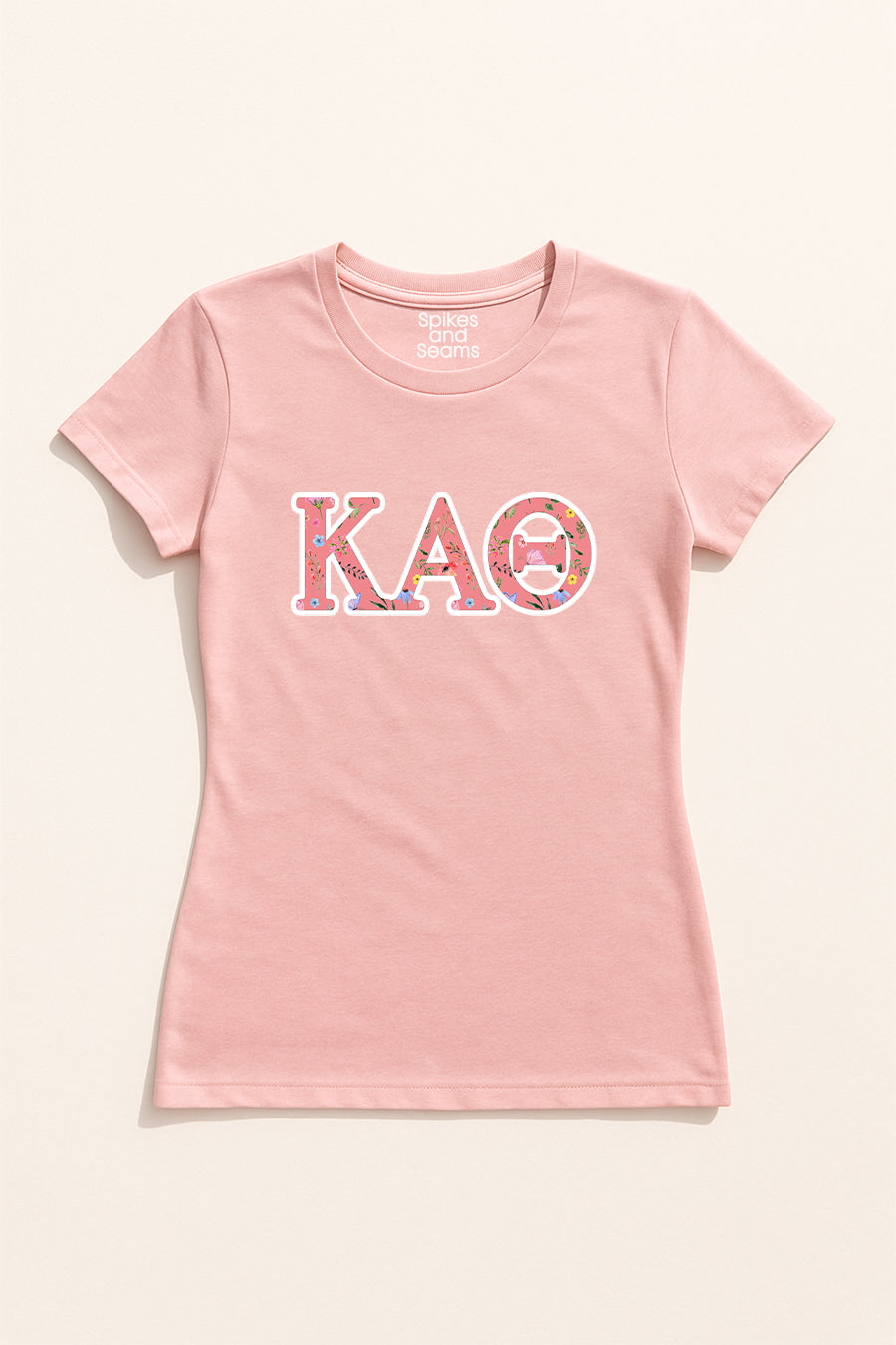 Pink Floral Greek Letter Tee - Kappa Alpha Theta