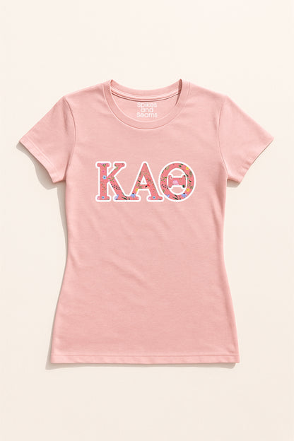Pink Floral Greek Letter Tee - Kappa Alpha Theta