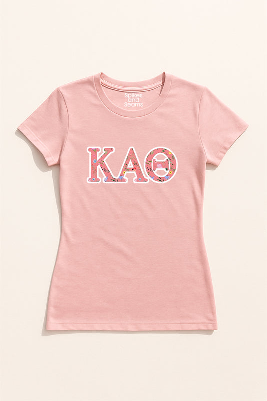Pink Floral Greek Letter Tee - Kappa Alpha Theta