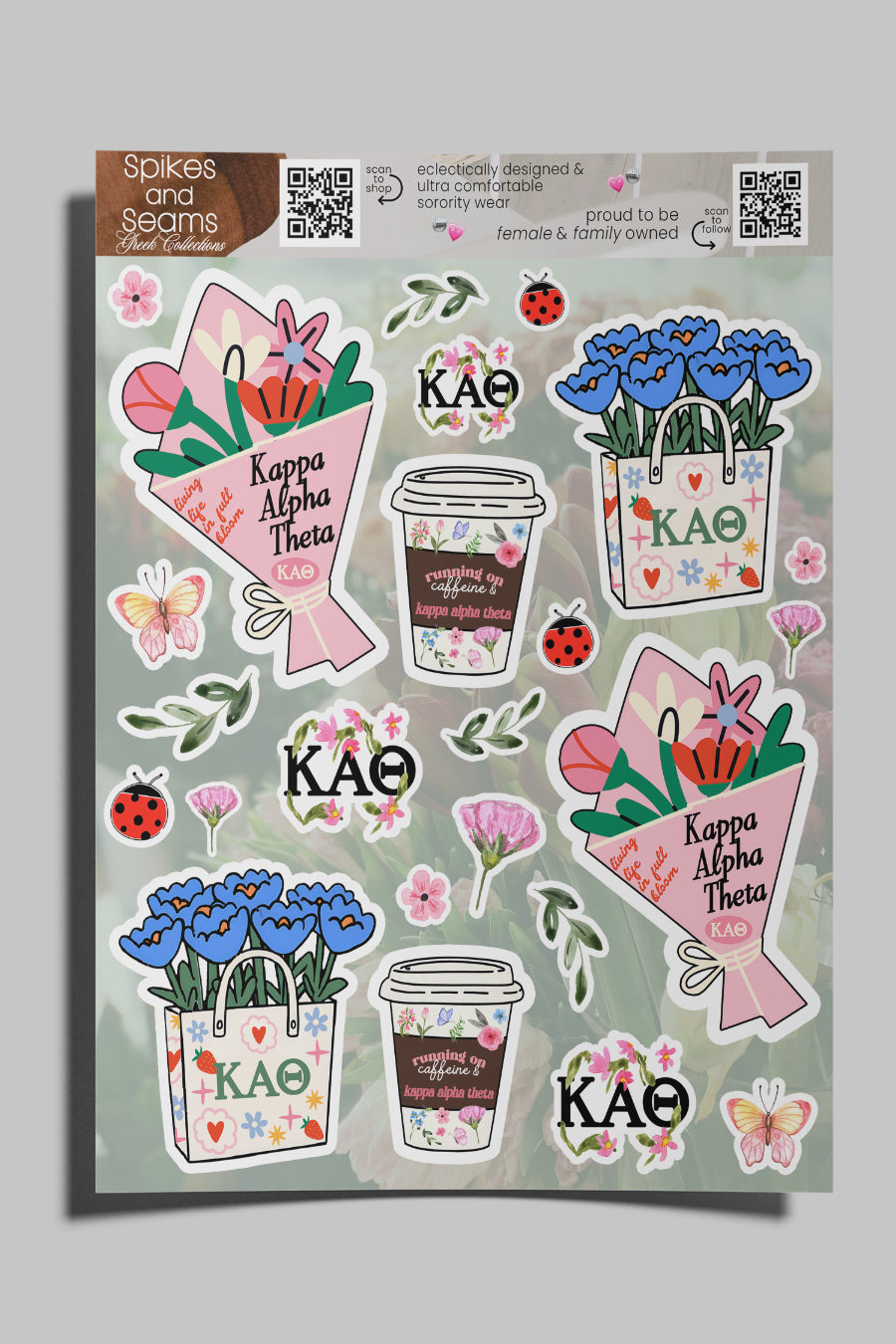 Flower Market Sorority Sticker Sheet #21 - Kappa Alpha Theta