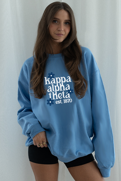 Blue Daisy Crewneck - Kappa Alpha Theta