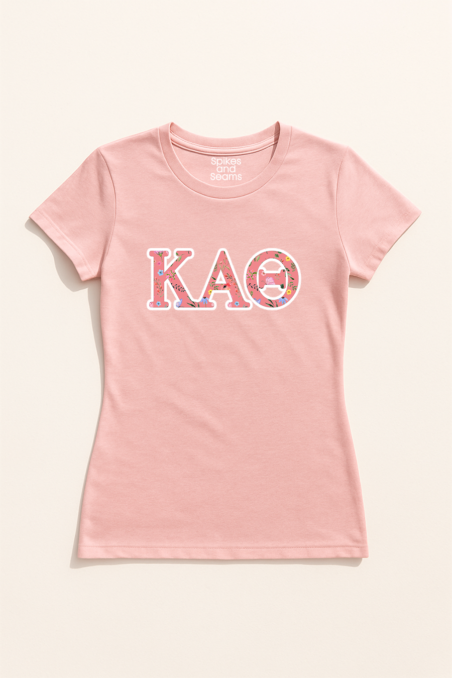 Floral Greek Letter Tee - Pink
