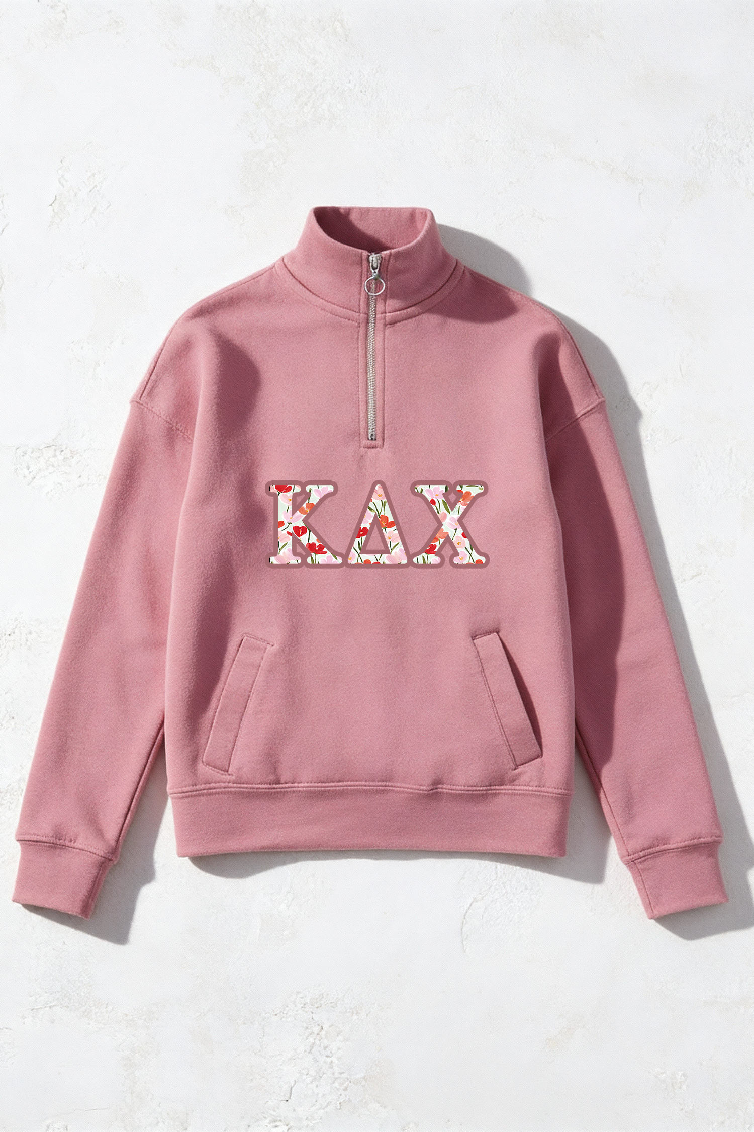 Orchid Floral Greek Letter Quarter Zip - Kappa Delta Chi