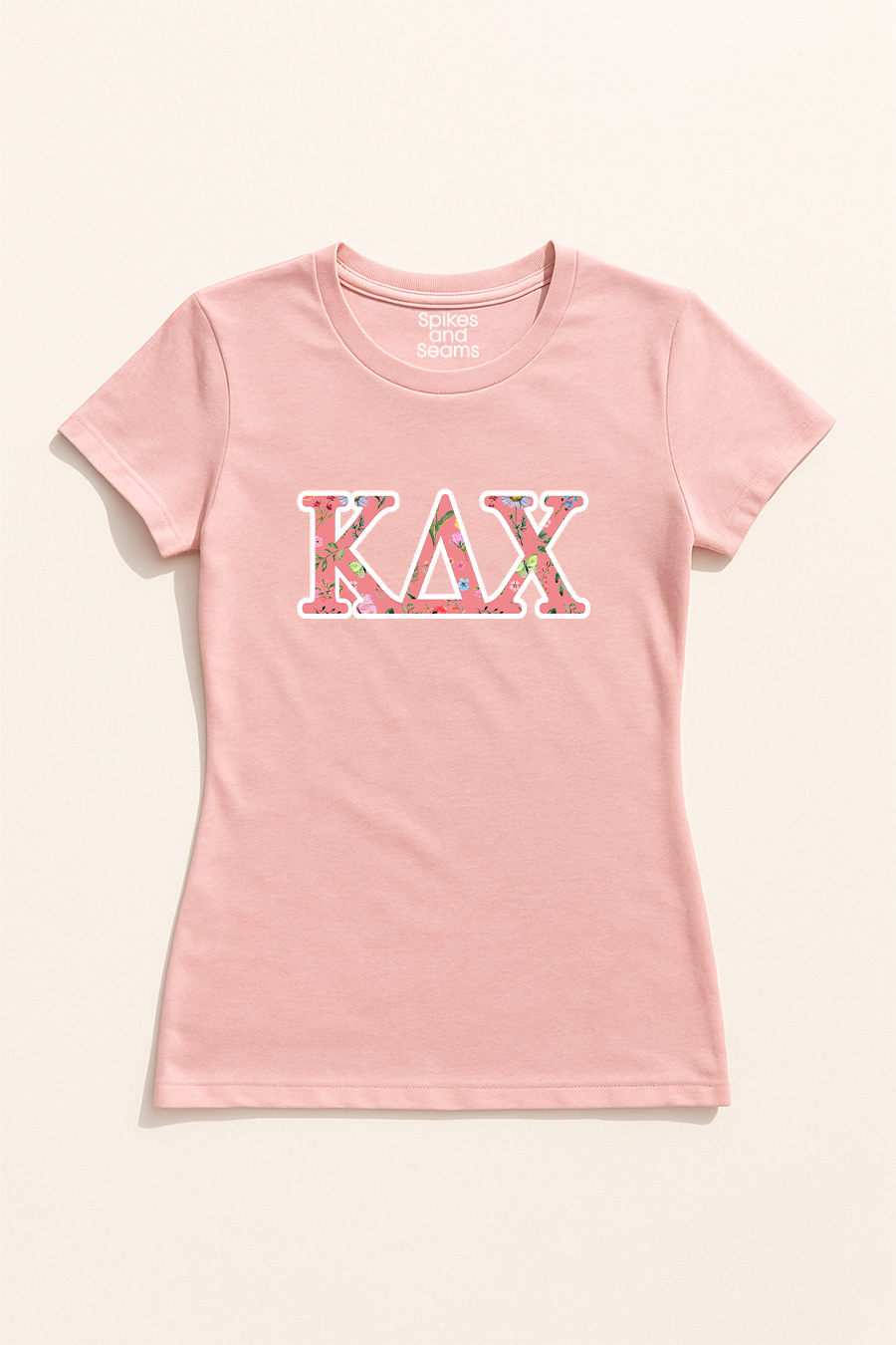 Pink Floral Greek Letter Tee - Kappa Delta Chi