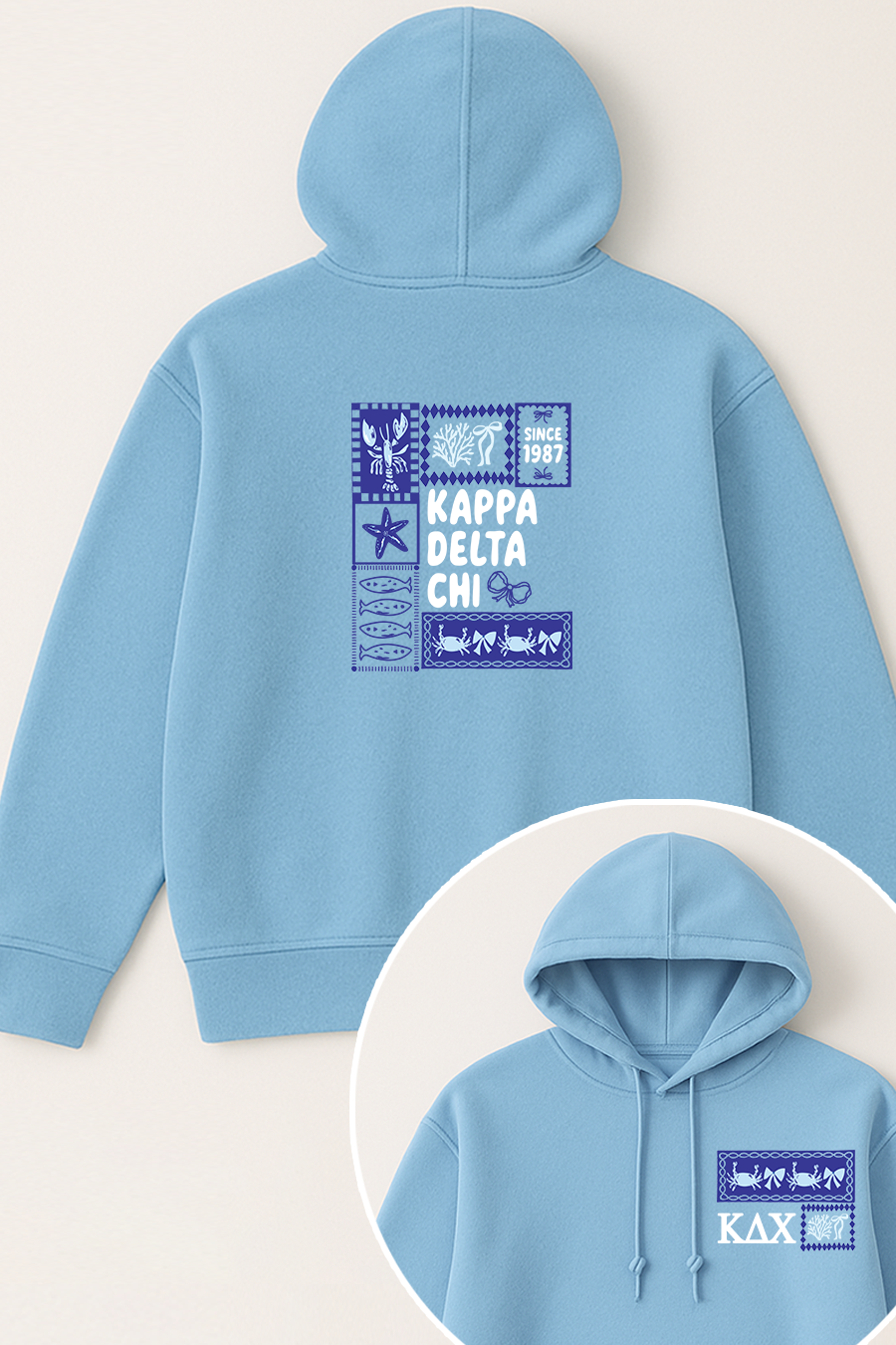 Blue Sorority Coquette Hoodie